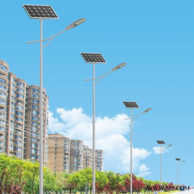 廠商供貨LED太陽能路燈廠家新農村6米30w小金豆50W雙臂市電路燈照明