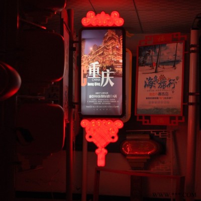 大朗中國結燈桿燈箱道旗廣告牌道路兩側路燈桿led宣傳i滾動燈箱線桿兩面廣告牌太陽能供電