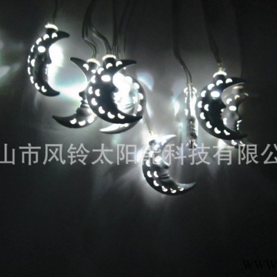 太陽能月亮老人燈串  10LED白光月亮裝飾燈串  圣誕花園