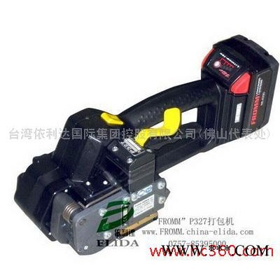 依利達代理意大利品牌的P327電動塑鋼帶打包機/全新機型配置鋰電池與前系列的鎳氫電池差別,容量更大,充電更快速)
