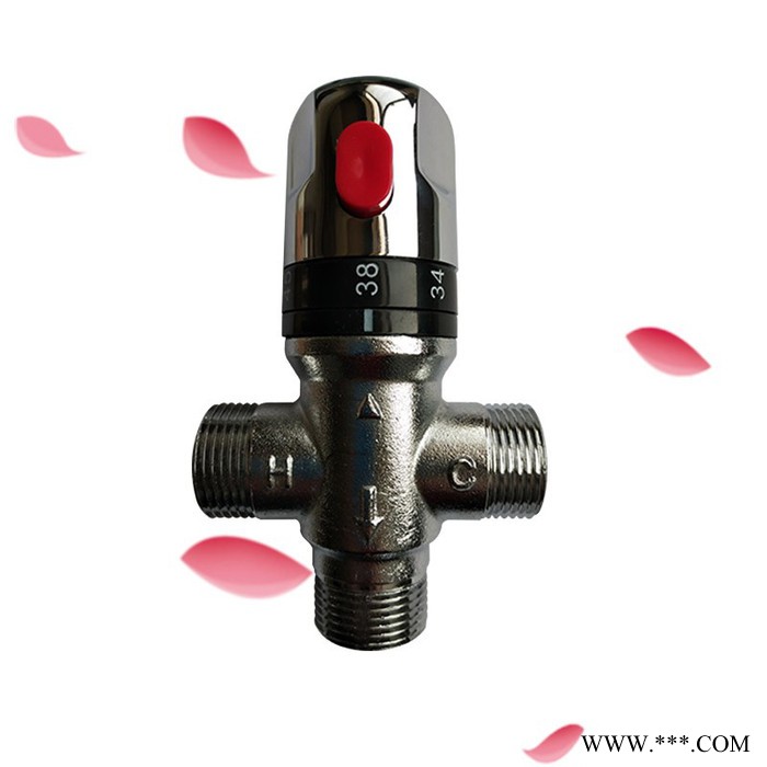 DN20全銅太陽能電熱水器明裝智能自動恒溫閥混水閥溫控混水管道閥淋浴龍頭