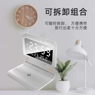 新款折疊鬧鐘手機無線充電器電子臺歷時鐘無線充日歷溫度計現貨