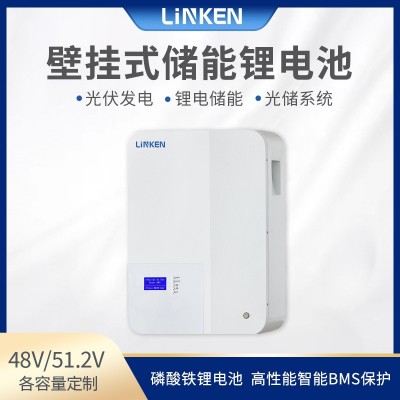 51.2V壁掛式鋰電池 磷酸鐵鋰家庭儲能電池組100AH200AH300AH 并聯(lián)