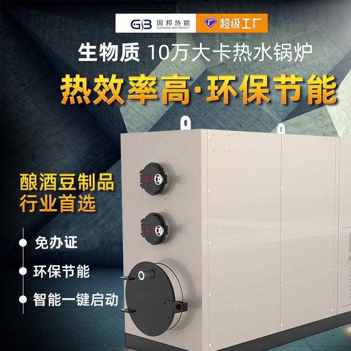 國邦 批發10萬大卡熱水鍋爐生物質 釀酒豆制品蒸汽發生器蒸汽鍋爐