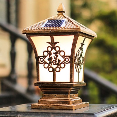 現貨太陽能柱頭燈LED戶外防水庭院別墅墻頭圍墻大門燈家用門柱燈
