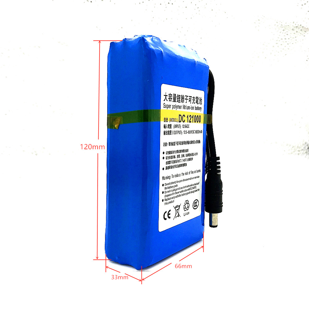 12V10000聚合物L(fēng)ED燈電機(jī)共享設(shè)備用鋰電池